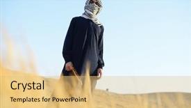  Presentation with palestine - Colorful presentation design enhanced with war palestine - arabic palestinian man backdrop and a yellow colored foreground