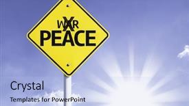  Presentation with peace - Cool new slides with war palestine - peace road sign with sun backdrop and a light blue colored foreground