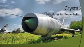  Presentation with fighter jet - Theme featuring war planes - hdr abandoned soviet jet fighter background and a light blue colored foreground