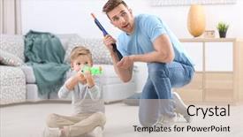  Presentation with war room - Amazing presentation theme having war room - cute boy and his father backdrop and a soft green colored foreground