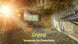  Presentation with war room - Cool new PPT theme with war room - doomsday destruction ruins factory damage backdrop and a tawny brown colored foreground