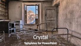  Presentation with house window - Amazing theme having war room - remains of an abandoned house backdrop and a tawny brown colored foreground