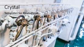  Presentation with ship engineering - Audience pleasing presentation theme consisting of war room - ship engineering equipment backdrop and a light gray colored foreground