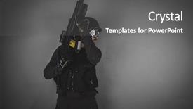  Presentation with golf player playing - Amazing slides having war soft - airsoft player with gun helmet backdrop and a gray colored foreground