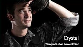  Presentation with forward - Presentation theme consisting of war soft - serious young soldier looking forward background and a black colored foreground