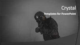  Presentation with gun shooting target - Colorful slides enhanced with war soft - target airsoft player with gun backdrop and a  colored foreground