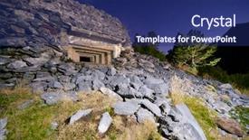  Presentation with spain - PPT layouts featuring war spanish - bunker in canfranc valley pyrenees background and a navy blue colored foreground