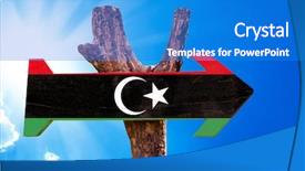 Presentation with flag - Presentation theme enhanced with war tobruk - libya flag wooden sign background and a teal colored foreground
