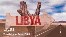  Presentation with desert - Presentation theme having war tobruk - libya wooden sign with desert background and a red colored foreground