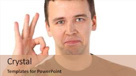  Presentation with greeiting show man - Theme enhanced with war veteran - man in camouflage shows gesture background and a  colored foreground