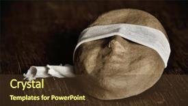  Presentation with mask - Slides consisting of war victims - paper-mache mask with a piece background and a tawny brown colored foreground