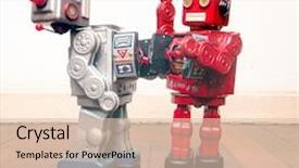  Presentation with fight - Audience pleasing PPT theme consisting of war victims - robot fight club concept toned backdrop and a lemonade colored foreground