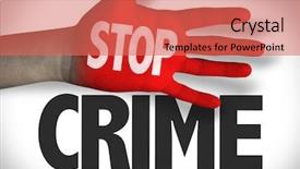  Presentation with stop crime - PPT theme enhanced with war victims - stop crime background and a coral colored foreground