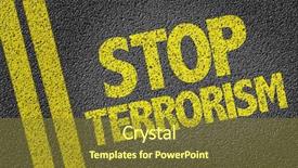  Presentation with terrorism - Slides having war victims - stop terrorism written background and a tawny brown colored foreground