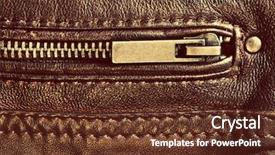  Presentation with brown leather - Presentation design enhanced with wardrobe clothing element genuine brown leather with zip and seam background pattern texture background and a tawny brown colored foreground