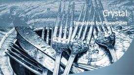  Presentation with knives - Cool new presentation theme with ware house - blue toned forks and knives backdrop and a teal colored foreground