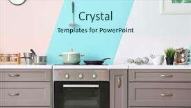  Presentation with kitchen - Presentation with ware house - interior of modern kitchen background and a cool aqua colored foreground