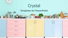  Presentation with interior - Cool new PPT theme with ware house - interior of modern kitchen backdrop and a  colored foreground