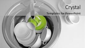  Presentation with pile - Cool new PPT theme with ware house - pile of dishes in sink backdrop and a light gray colored foreground