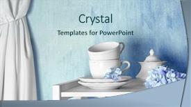  Presentation with forget me nots flowers - Amazing theme having ware house - tableware and flowers on shelf backdrop and a  colored foreground