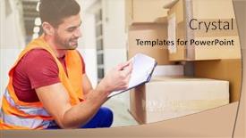  Presentation with dispatch - Amazing presentation design having warehouse-clerk-as-order-picker backdrop and a lemonade colored foreground