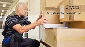  Presentation with checks - PPT layouts enhanced with warehouse-clerk-in-warehouse-checks background and a coral colored foreground