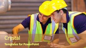  Presentation with safety work - Theme consisting of warehouse co-workers in safety background and a red colored foreground