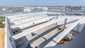  Presentation with vehicle - PPT theme having warehouse-construction-aerial-view-building background and a light blue colored foreground