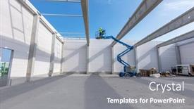  Presentation with construction work - Slide set featuring warehouse-construction-site-worker-operating background and a gray colored foreground