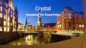  Presentation with hamburg - Colorful theme enhanced with warehouse district speicherstadt of hamburg backdrop and a cobalt blue colored foreground