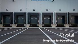  Presentation with modern building - Amazing slide deck having warehouse-exterior-with-loading-ramps backdrop and a dark gray colored foreground