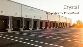  Presentation with modern building - Beautiful PPT layouts featuring warehouse-exterior-with-loading-ramps backdrop and a cream colored foreground