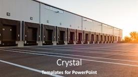  Presentation with trucks - Slide deck with warehouse-exterior-with-loading-ramps background and a gray colored foreground