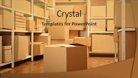  Presentation with warehouse - Slide deck consisting of warehouse full of cardboard box background and a yellow colored foreground