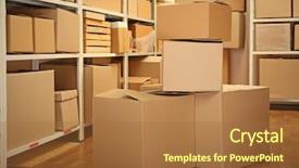  Presentation with warehouse - PPT theme enhanced with warehouse full of cardboard box background and a red colored foreground