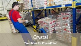  Presentation with food truck - Colorful slide deck enhanced with warehouse loading group of food backdrop and a gray colored foreground