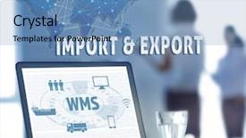  Presentation with system computer - Cool new theme with warehouse management system concept laptop backdrop and a teal colored foreground