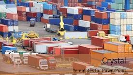  Presentation with bulk carrier container ship - Colorful theme enhanced with warehouse near the sea backdrop and a coral colored foreground