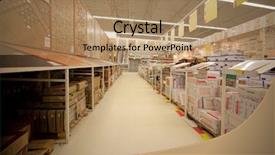  Presentation with tile - PPT theme consisting of warehouse of building material background and a coral colored foreground