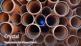  Presentation with plastic industrial - PPT layouts consisting of warehouse of finished plastic pipes background and a tawny brown colored foreground
