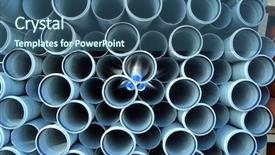  Presentation with industrial plastic - Cool new presentation theme with warehouse of finished plastic pipes backdrop and a ocean colored foreground
