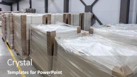  Presentation with warehouse - Presentation theme consisting of warehouse-of-finished-products background and a gray colored foreground