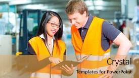  Presentation with logistics warehouse - Theme having warehouse of freight forwarding background and a yellow colored foreground