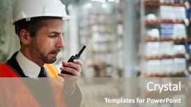  Presentation with walkie talkie - Colorful presentation enhanced with warehouse reporting through walkie-talkie backdrop and a  colored foreground