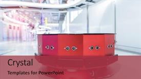  Presentation with robot - PPT theme with warehouse robot car assembly background and a red colored foreground