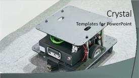  Presentation with robot - Slides consisting of warehouse robot car assembly background and a light gray colored foreground