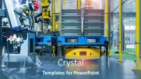  Presentation with cardboard - Slides with warehouse-robot-car-carries-cardboard background and a ocean colored foreground