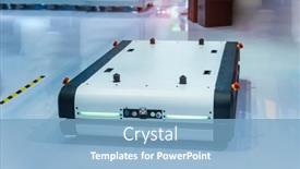  Presentation with cardboard - PPT layouts with warehouse-robot-car-carries-cardboard background and a light blue colored foreground