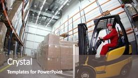  Presentation with forklift - Slides with warehouse safety - forklift truck reloading pallets background and a gray colored foreground