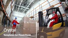  Presentation with forklift - Beautiful presentation theme featuring warehouse safety - goods delivery in storehouse two backdrop and a violet colored foreground